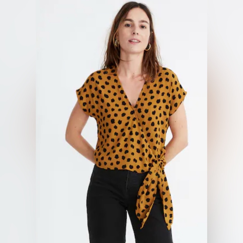 Madewell Sash-Tie Wrap Top in Painted Spots